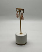 Shield Kite Shape Peach Pink Morganite Diamond Halo 18K Rose Gold Fancy Earrings