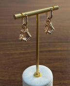 Shield Kite Shape Peach Pink Morganite Diamond Halo 18K Rose Gold Fancy Earrings