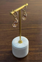 Shield Kite Shape Peach Pink Morganite Diamond Halo 18K Rose Gold Fancy Earrings