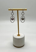 Silver Grey Black Tahitian Pearl Diamonds 14K White Gold Drop Dangle Earrings