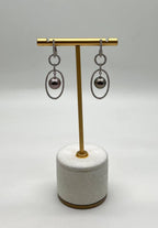 Silver Grey Black Tahitian Pearl Diamonds 14K White Gold Drop Dangle Earrings