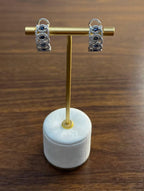 Blue Sapphire & White Diamonds Pave Halo Set 14K White Gold Statement Earrings
