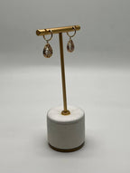 Pear Teardrop Green Amethyst Prasiolite 14K Yellow Gold Diamond Halo Earrings