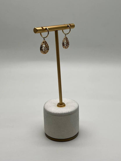 Pear Teardrop Green Amethyst Prasiolite 14K Yellow Gold Diamond Halo Earrings