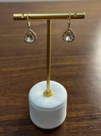 Pear Teardrop Green Amethyst Prasiolite 14K Yellow Gold Diamond Halo Earrings