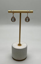 Pear Teardrop Green Amethyst Prasiolite 14K Yellow Gold Diamond Halo Earrings