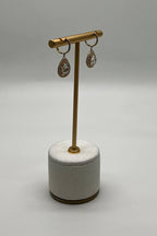 Pear Teardrop Green Amethyst Prasiolite 14K Yellow Gold Diamond Halo Earrings