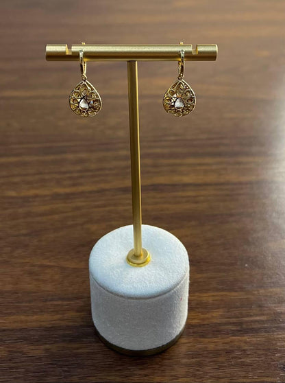 Pear Teardrop Green Amethyst Prasiolite 14K Yellow Gold Diamond Halo Earrings