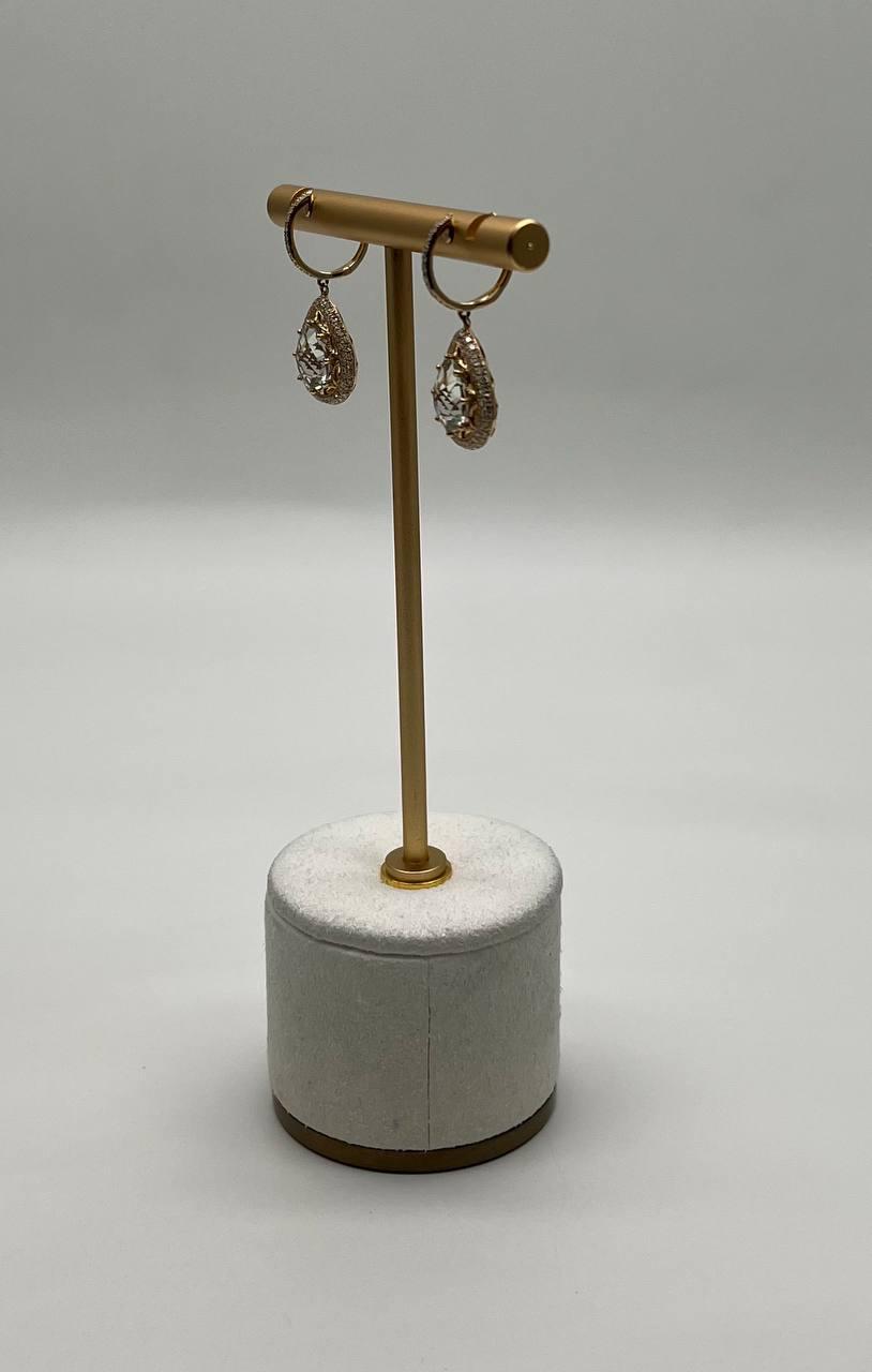 Pear Teardrop Green Amethyst Prasiolite 14K Yellow Gold Diamond Halo Earrings