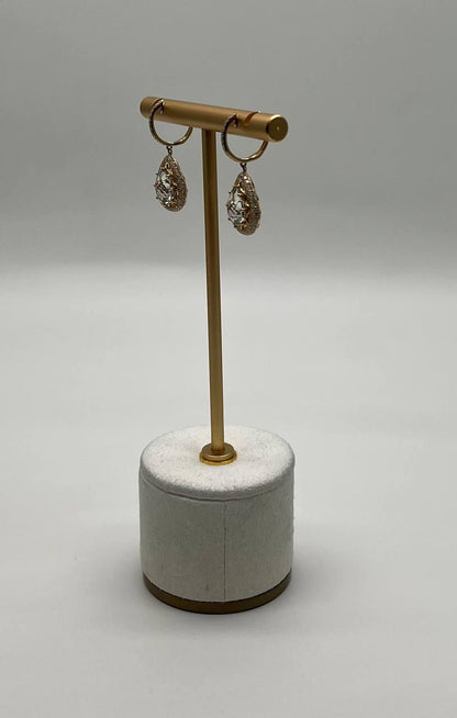 Pear Teardrop Green Amethyst Prasiolite 14K Yellow Gold Diamond Halo Earrings