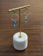 Marquise Shape Swiss Blue Topaz & Green Peridot 14K White Gold Diamond Earrings