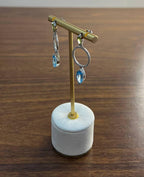Marquise Shape Swiss Blue Topaz & Green Peridot 14K White Gold Diamond Earrings