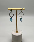 Marquise Shape Swiss Blue Topaz & Green Peridot 14K White Gold Diamond Earrings