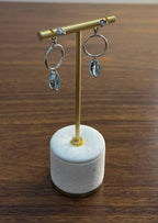 Marquise Shape Swiss Blue Topaz & Green Peridot 14K White Gold Diamond Earrings