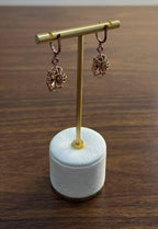 Brown Smoky Quartz Diamonds Halo 14K Rose Gold Statement Drop Earrings