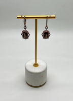 Brown Smoky Quartz Diamonds Halo 14K Rose Gold Statement Drop Earrings