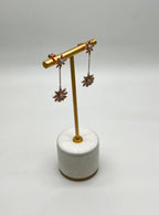Sunflower Floral Motif Diamond Pave 14K Rose Gold Statement Dangle Earrings