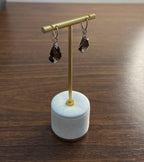 Shield Kite Shape Brown Smoky Quartz Diamond Accent Yellow Gold Drop Earrings