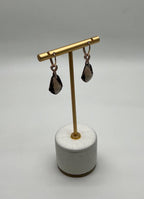Shield Kite Shape Brown Smoky Quartz Diamond Accent Yellow Gold Drop Earrings