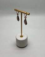 Shield Kite Shape Brown Smoky Quartz Diamond Accent Yellow Gold Drop Earrings