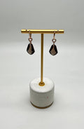 Shield Kite Shape Brown Smoky Quartz Diamond Accent Yellow Gold Drop Earrings