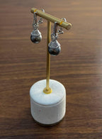 Silver Grey Black Tahitian Pearl Diamond 14K White Gold Drop Earrings