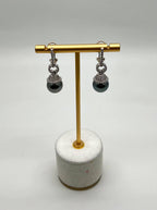Silver Grey Black Tahitian Pearl Diamond 14K White Gold Drop Earrings
