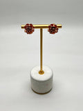 Rose Floral Flower Petals Diamond Pave Set 14K Rose Gold Stud Earrings