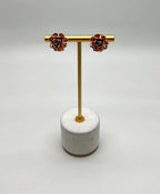 Rose Floral Flower Petals Diamond Pave Set 14K Rose Gold Stud Earrings