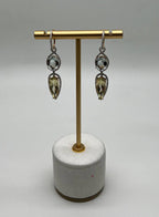 Yellow Lemon Quartz Green Amethyst Prasiolite 14K Gold Drop Diamonds Earrings
