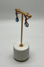 Swiss Blue Topaz Floral Flower Nature Branch Amethyst Motif Rose Gold Earrings