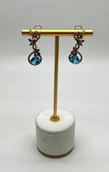 Swiss Blue Topaz Floral Flower Nature Branch Amethyst Motif Rose Gold Earrings