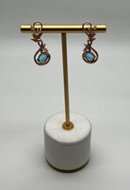 Swiss Blue Topaz Floral Flower Nature Branch Amethyst Motif Rose Gold Earrings