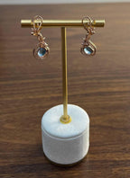 Swiss Blue Topaz Floral Flower Nature Branch Amethyst Motif Rose Gold Earrings