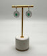 Oval Green Emerald Diamond Halo Lattice 14K White Gold Statement Drop Earrings