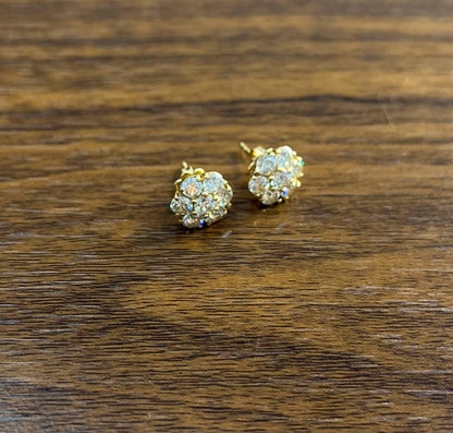 Sun Ray Halo Cluster Diamonds Halo 14K Rose Gold Statement Stud Earrings