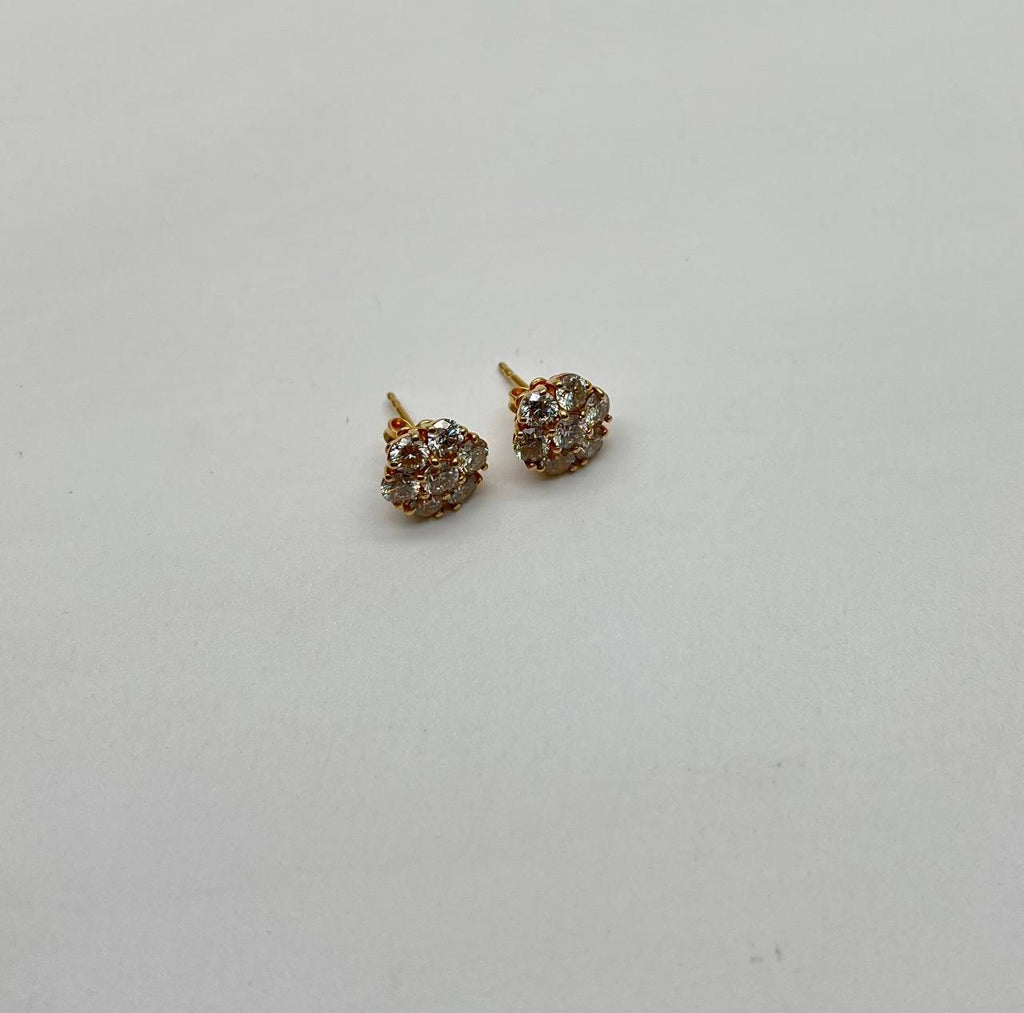 Sun Ray Halo Cluster Diamonds Halo 14K Rose Gold Statement Stud Earrings