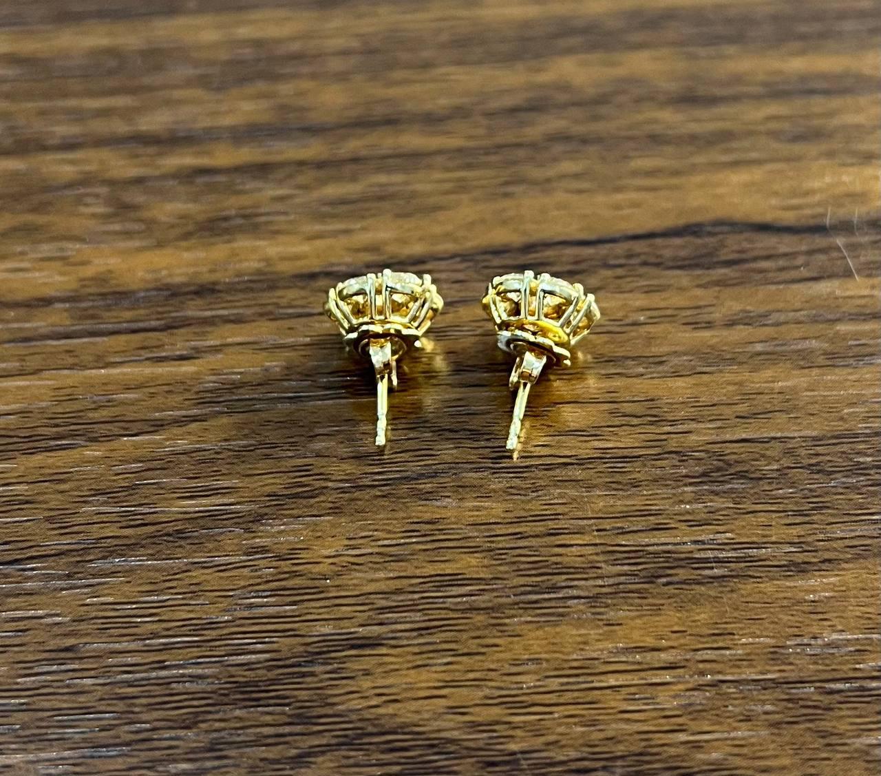 Sun Ray Halo Cluster Diamonds Halo 14K Rose Gold Statement Stud Earrings