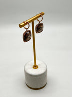 Cushion Shape Brown Smoky Quartz Diamond Halo Set 14K White Gold Drop Earrings