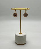 Sun Ray Solar Burst Diamonds Pave Halo 14K Yellow Gold Statement Earrings