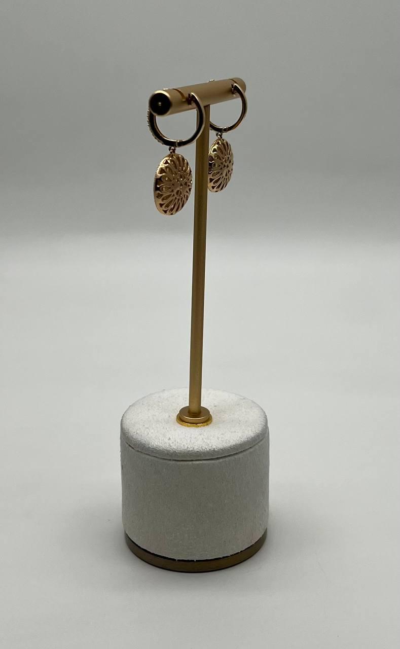 Sun Ray Solar Burst Diamonds Pave Halo 14K Yellow Gold Statement Earrings