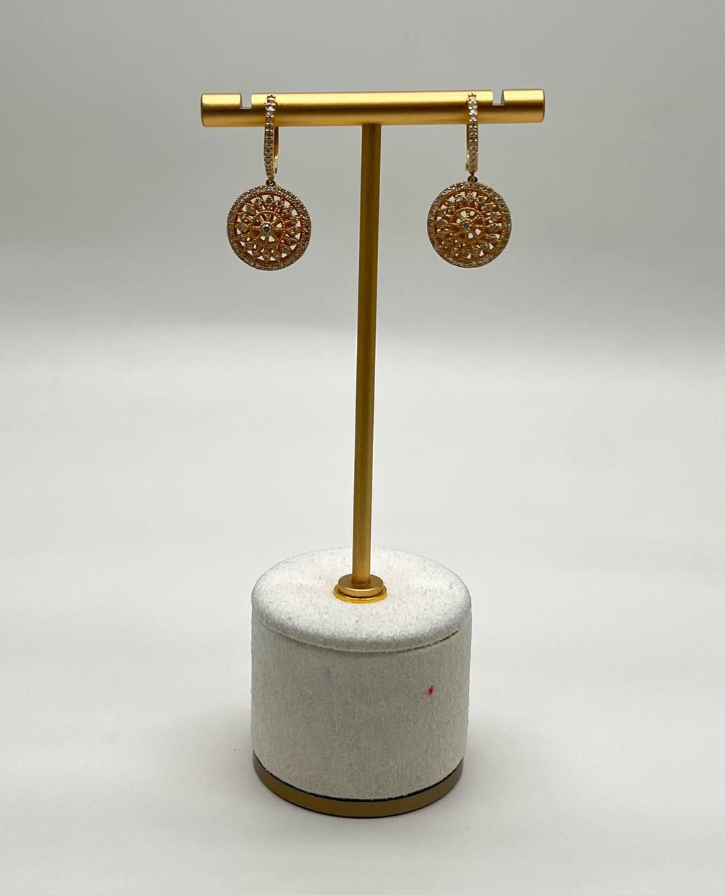 Sun Ray Solar Burst Diamonds Pave Halo 14K Yellow Gold Statement Earrings