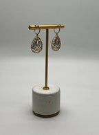 Diamond Pave Natural Floral Inspired Motifs Lattice Branches 14K Gold Earrings