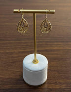 Diamond Pave Natural Floral Inspired Motifs Lattice Branches 14K Gold Earrings