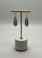 Brown Smoky Quartz Pear Teardrop Shape 14K Yellow Gold Statement Drop Earrings