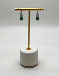Green Emerald Diamond Halo Set 14K White Gold Statement Drop Earrings