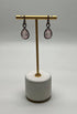 Pear Teardrop Shape Pink Rose Quartz 14K Rose Gold Diamond Halo Earrings