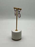 Pear Teardrop Shape Pink Rose Quartz 14K Rose Gold Diamond Halo Earrings