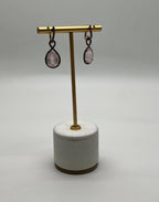 Pear Teardrop Shape Pink Rose Quartz 14K Rose Gold Diamond Halo Earrings
