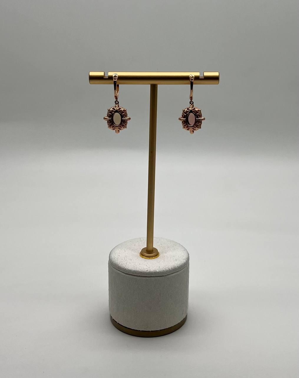 White Opal Diamonds Halo 14K Rose Gold Statement Drop Dangle Earrings
